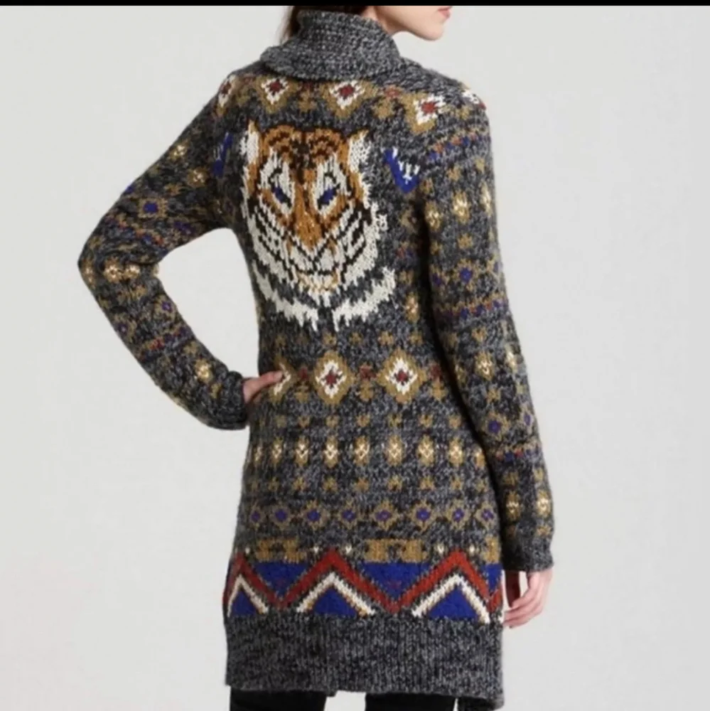 Free People Mascot Tiger Cardigan Size Small Wool Blend Button Front